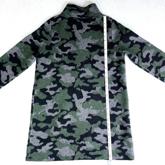 S Anthropologie Field Flower 100% Wool Camo Zip Sweater Jacket Mock Neck - Picture 2 of 9